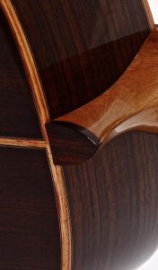 Detail showing binding and purfling on classical guitar